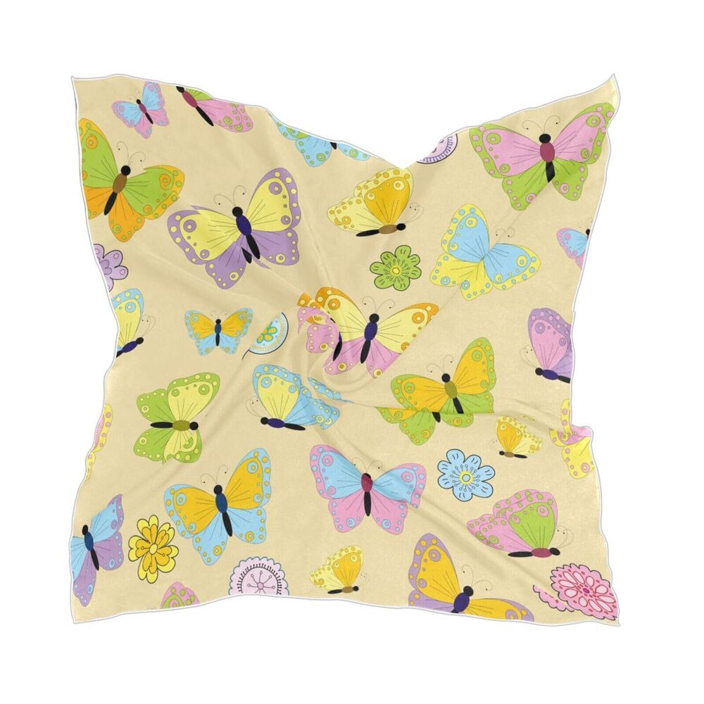 5692 Butterfly Square Satin Silk Scarf Novelty Bandana Head Scarves